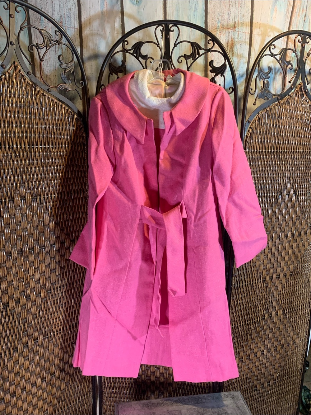 Vintage Pink and White Sleeveless Dress & Matching Coat